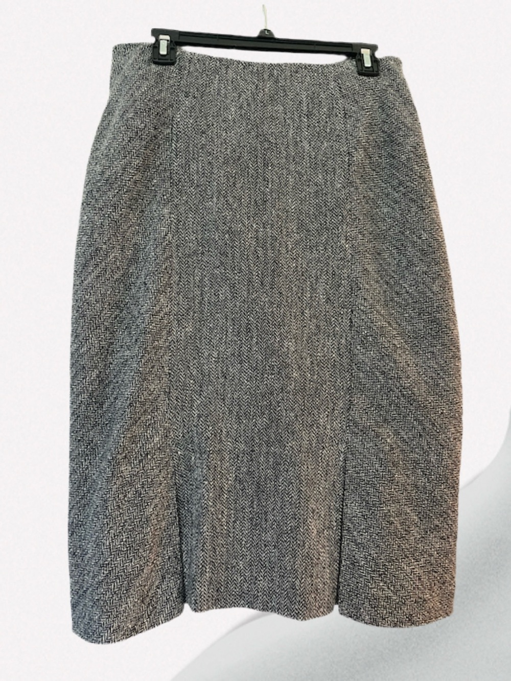 Classic Gray Herringbone Pencil Skirt